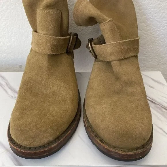 Frye Veronica Moto Green Suede Bootie - Picture 6 of 8